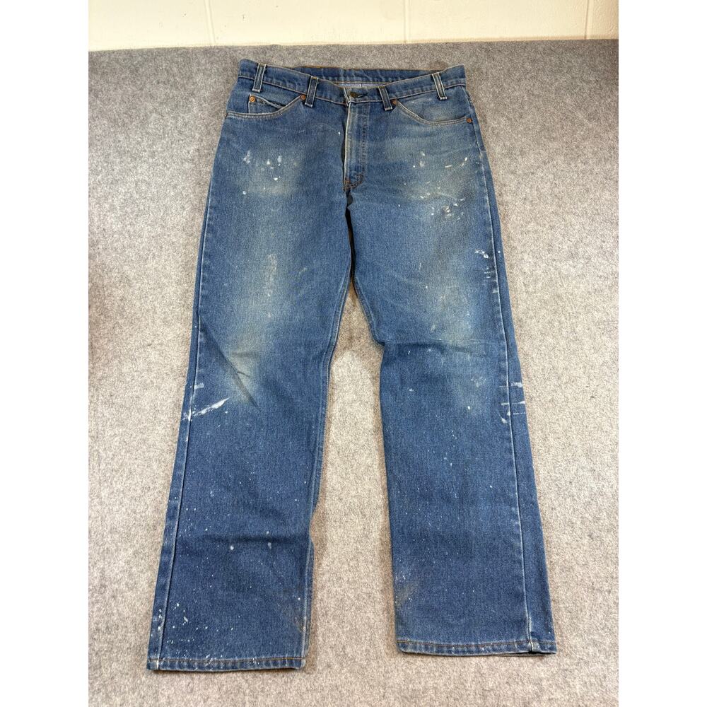 Vintage 70s Levis Painter Jeans Mens Blue Straight Leg Workwear Orange Tab 36x30